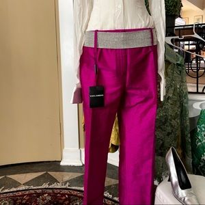 Vintage Raspberry Silk Shantung Trousers